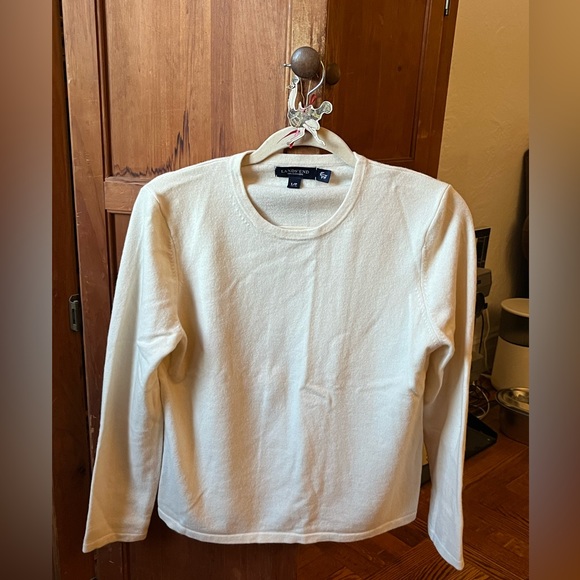 White Cashmere Lands' End Crew Neck Sweater - Picture 1 of 3